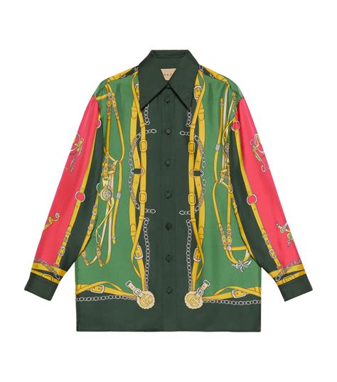 gucci green silk shirt|Gucci silk shirt women's.